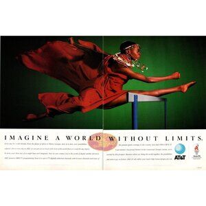 1996 AT&T DirecTV Centennial Olypics Games Atlanta 2 Page Vintage Print Ad Art